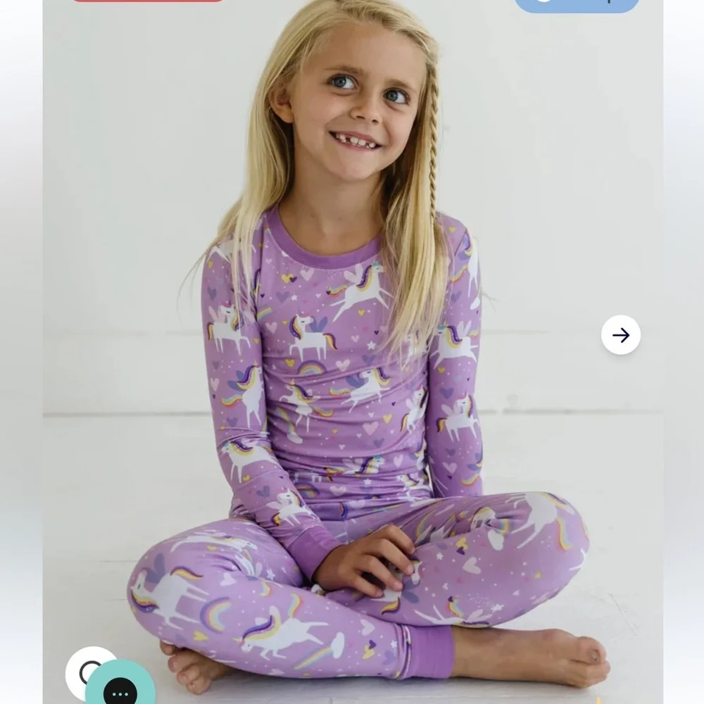 Little Sleepies Purple Unicorns Toddler Girl Pajama Set Long Sleeved 3T